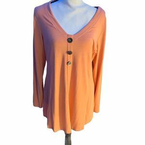 Soft Surroundings Tunic Blouse, Buttons, Loose Fit, Peach Color Medium, EUC‎